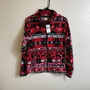 Vera Bradley Women's Fleece Jacket Nordic Stripe Red Size X-Small Festive Skiing